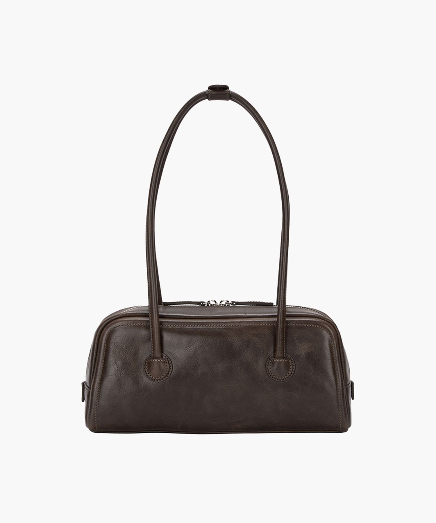 MUSINSA | MARGESHERWOOD SOFT BAGUETTE BAG_washed brown pull-up