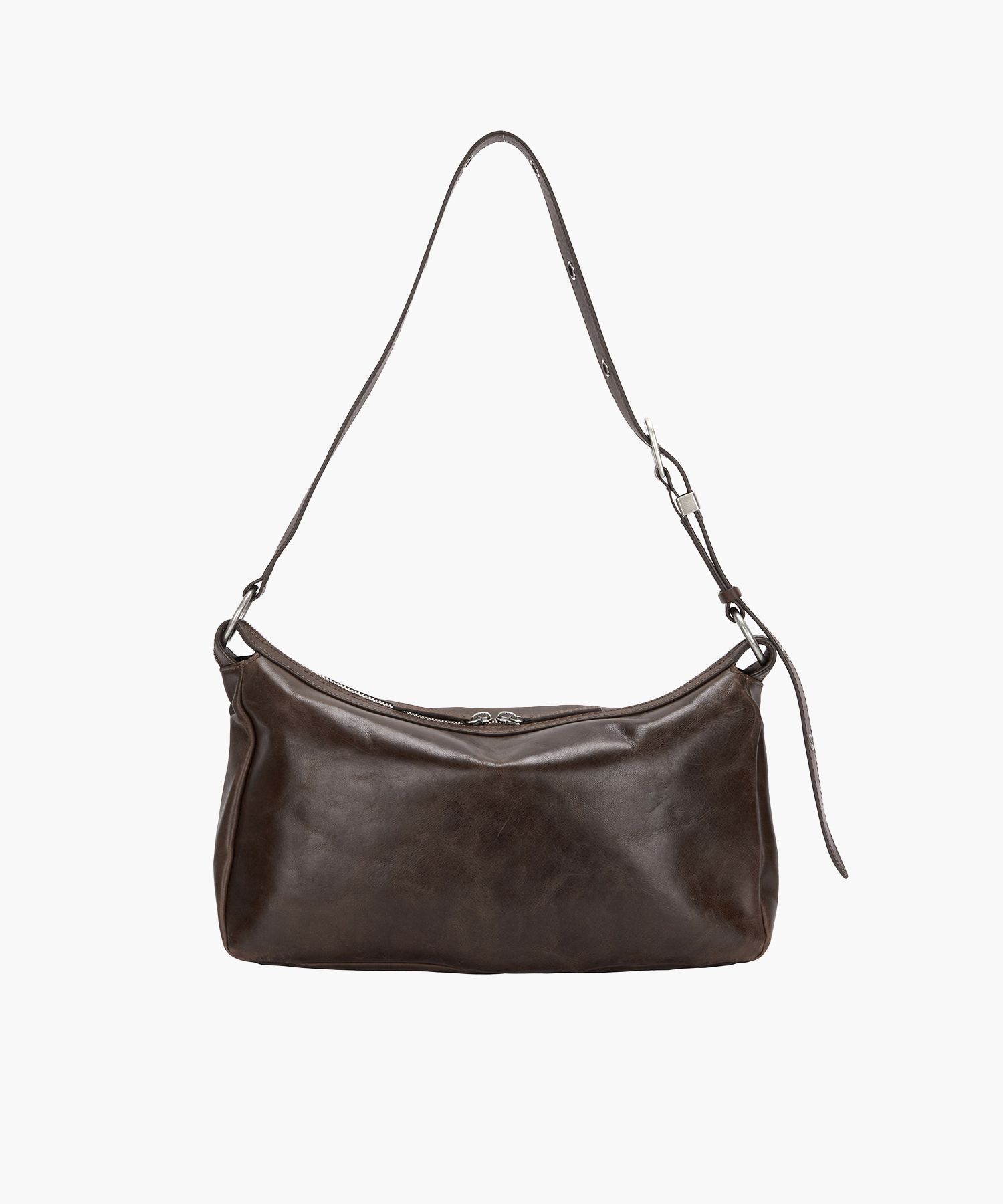[Margesherwood ] / ☆ ZIPPER SMALL / washed brown pull-up Brown Zipper Small Bag by MARGESHERWOOD on Sale