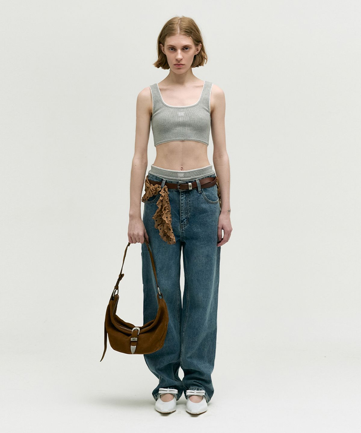 마지셔우드(MARGESHERWOOD) BELTED HOBO MEDIUM_chestnut nubuck