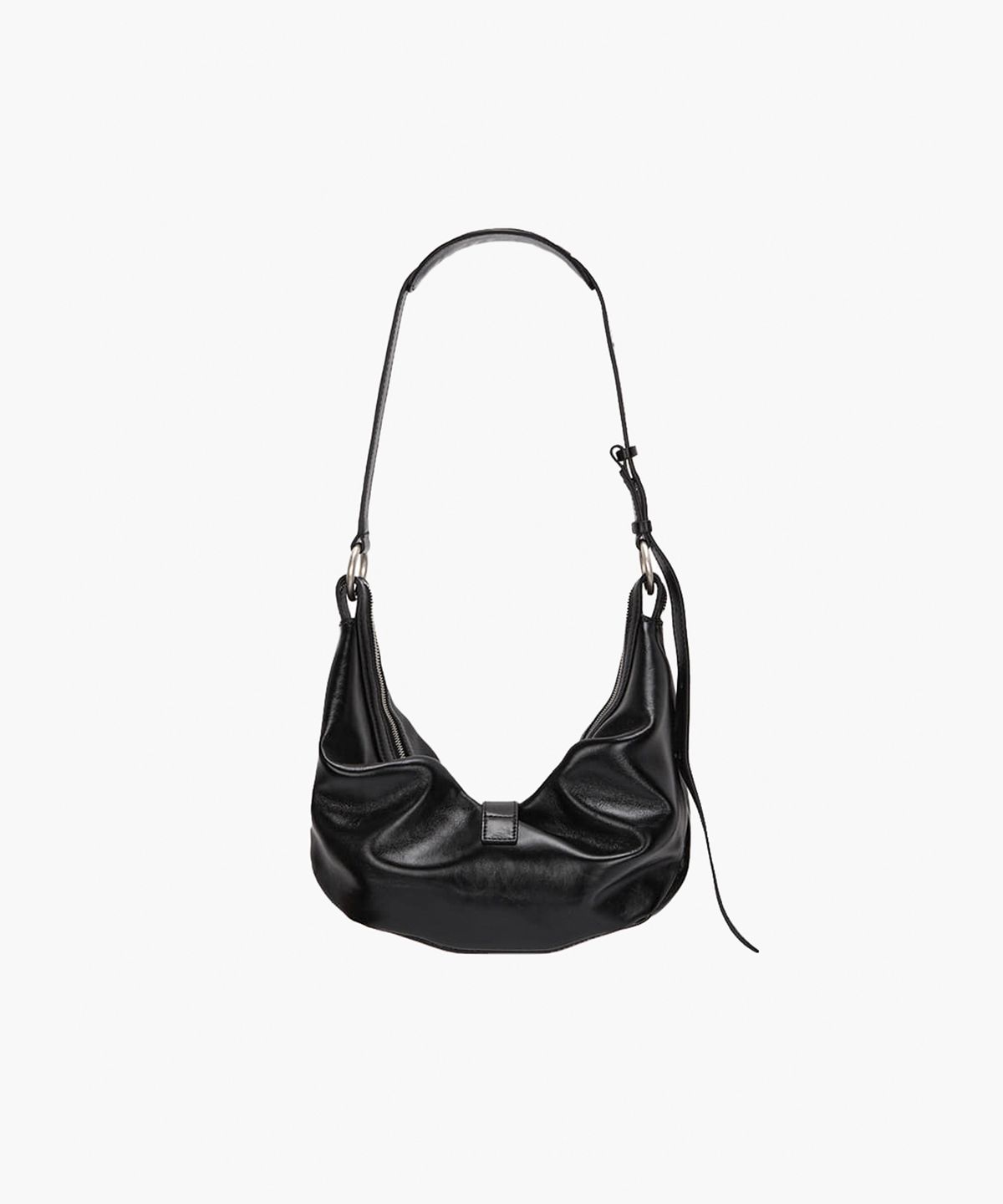 마지셔우드(MARGESHERWOOD) BELTED HOBO MEDIUM_black glossy plain