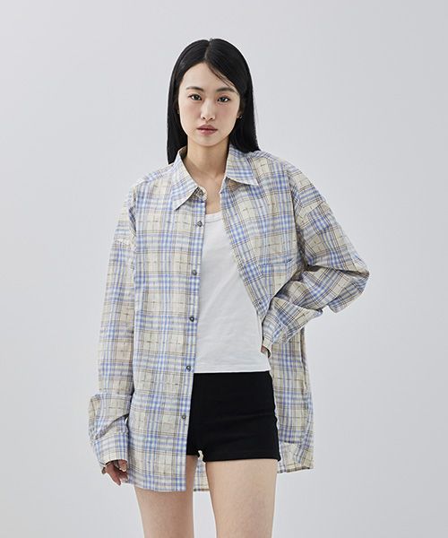 【MIM the wardrobe】vintage washed checkered shirt★韓国 MIM the wardrobe】vintage washed checkered shirt☆韓国 (MIM