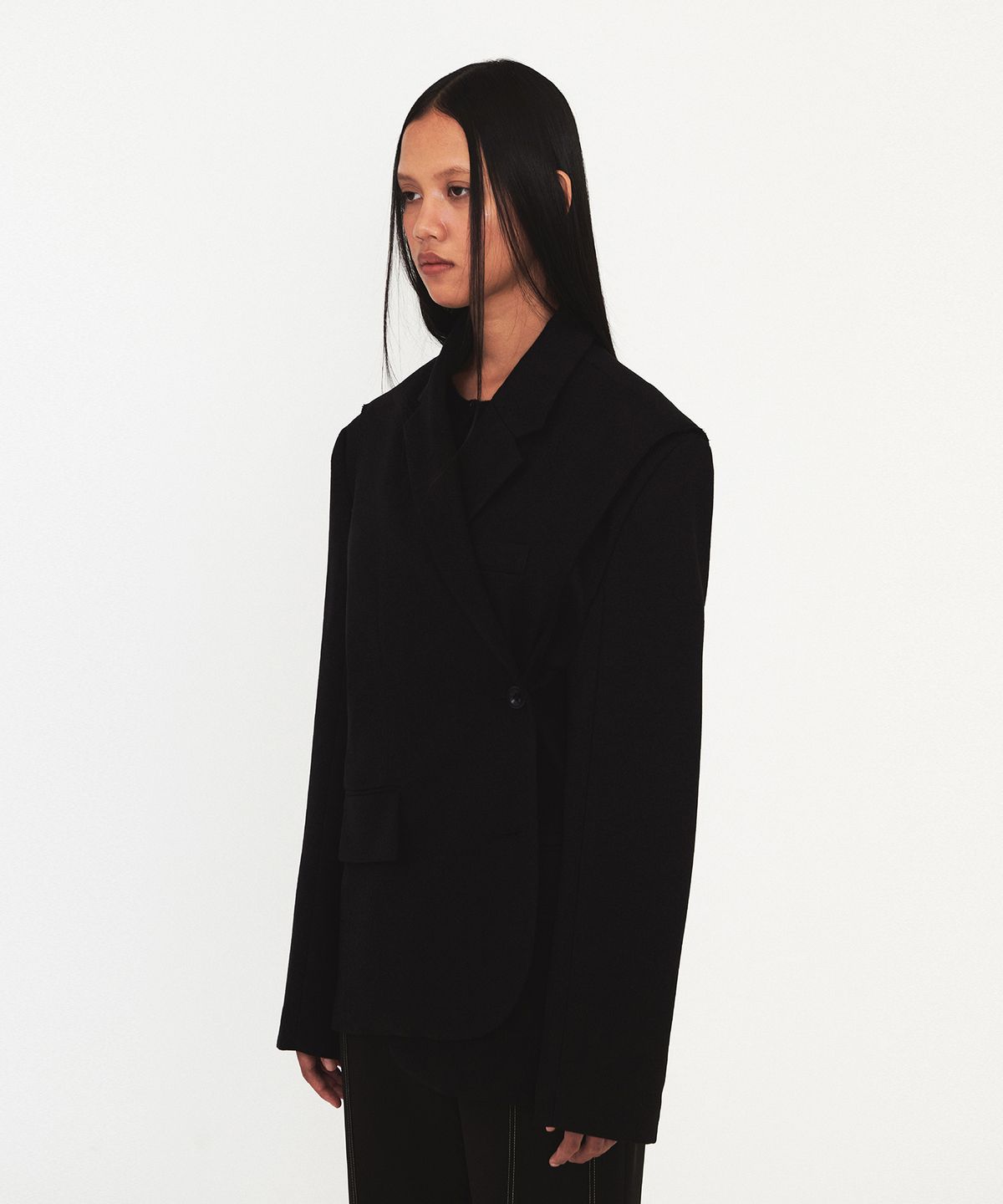 다이애그널(DIAGONAL) RELAXED WIDE VEST JACKET (black)