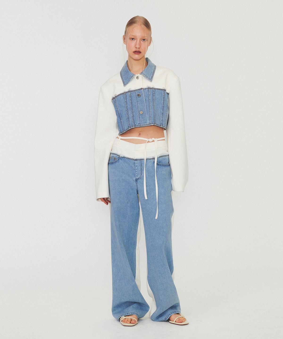 다이애그널(DIAGONAL) DENIM MIXED JACKET (blue)