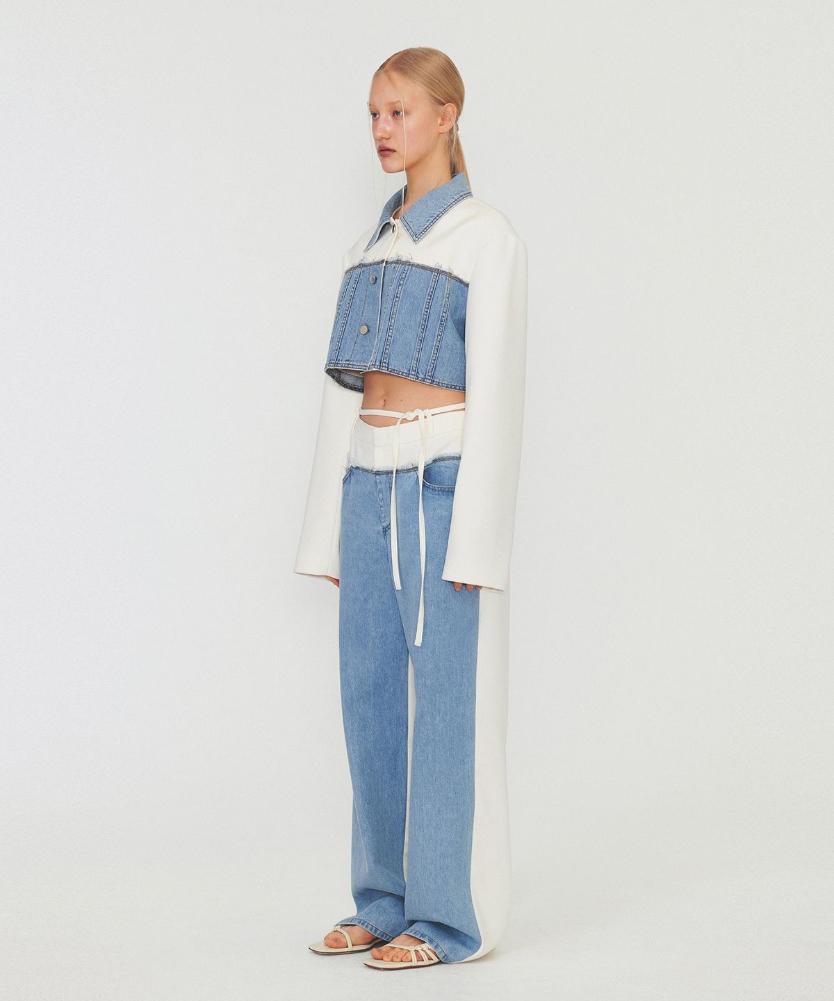 다이애그널(DIAGONAL) DENIM MIXED JACKET (blue)