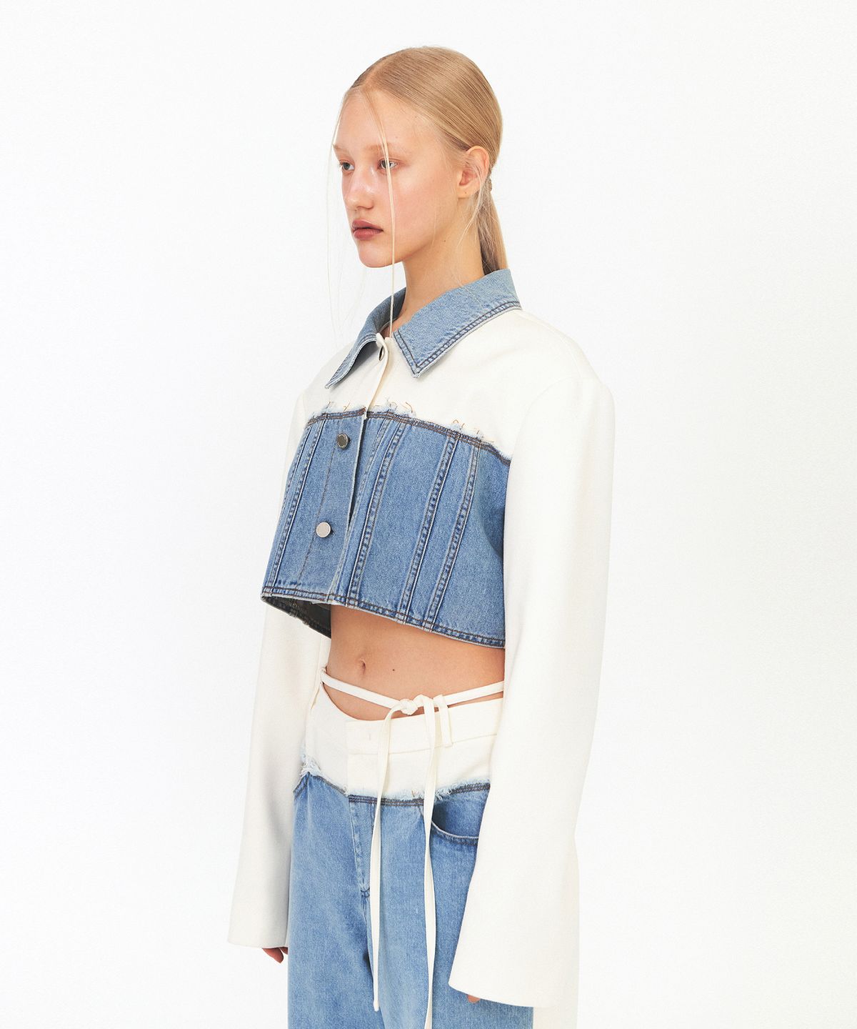 다이애그널(DIAGONAL) DENIM MIXED JACKET (blue)