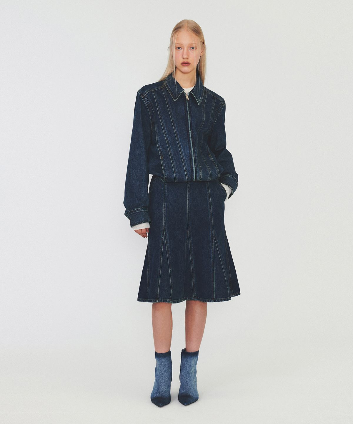 다이애그널(DIAGONAL) LINE DENIM JACKET (blue)