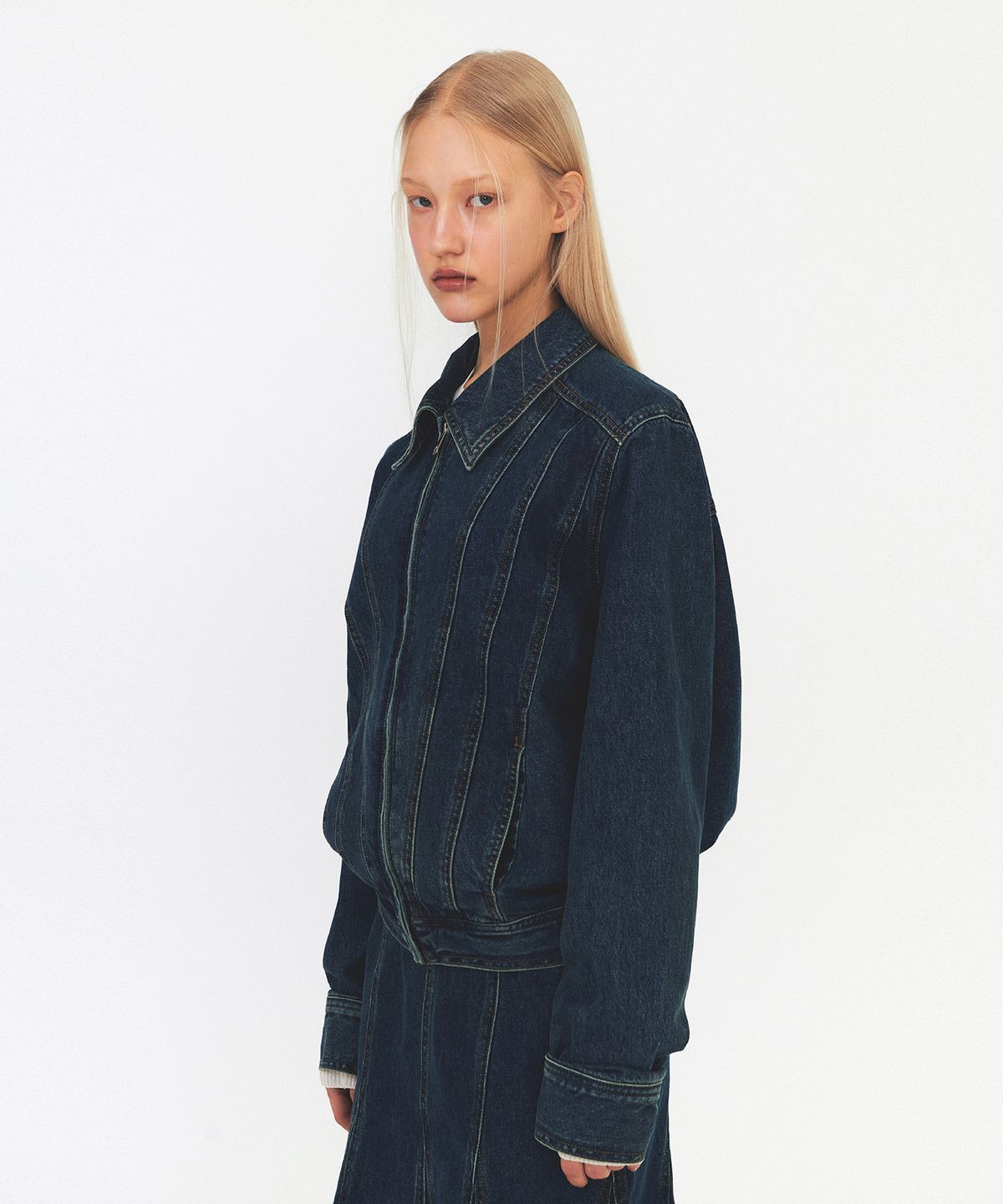다이애그널(DIAGONAL) LINE DENIM JACKET (blue)