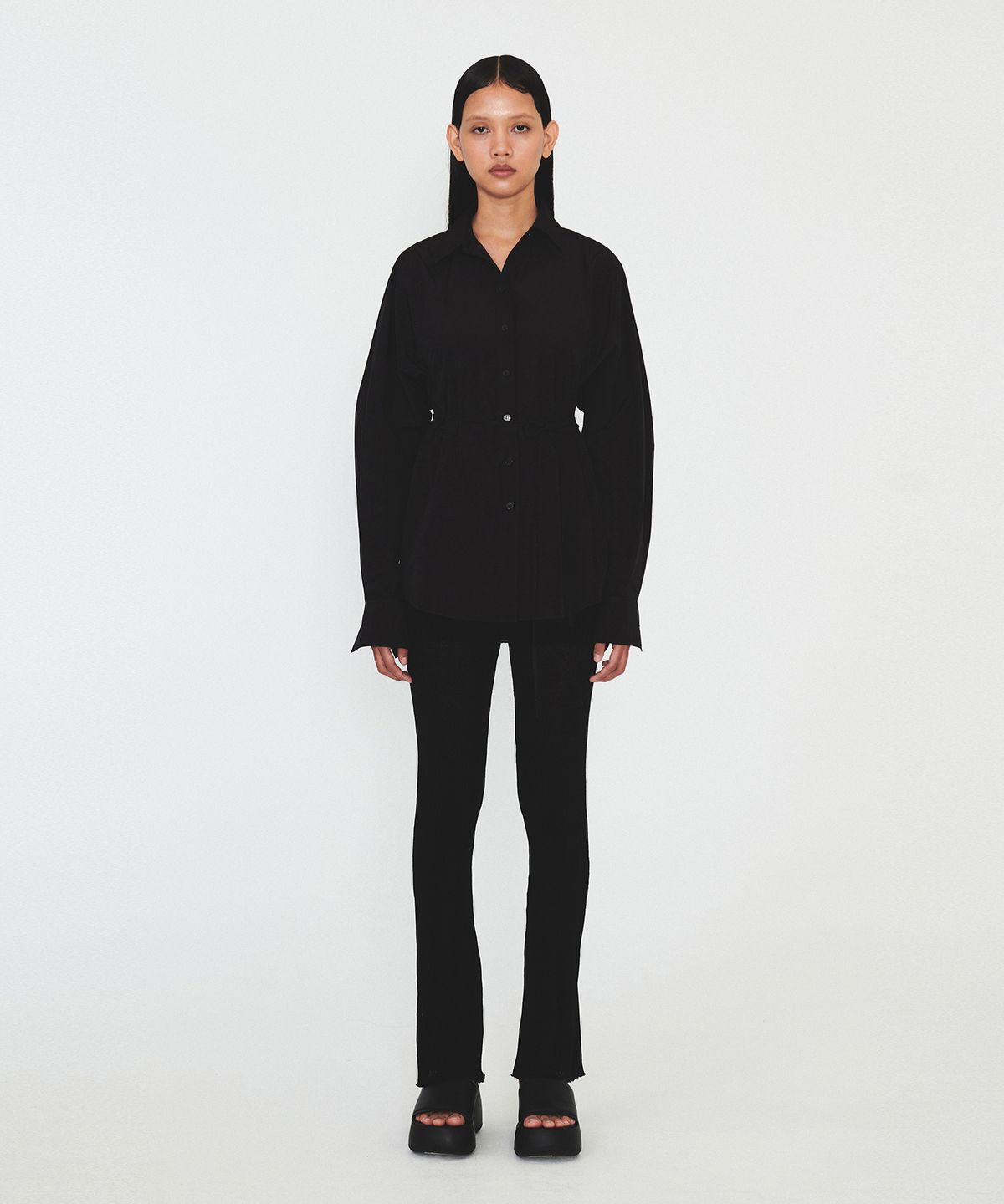 다이애그널(DIAGONAL) COTTON BELTED SHIRTS (black)
