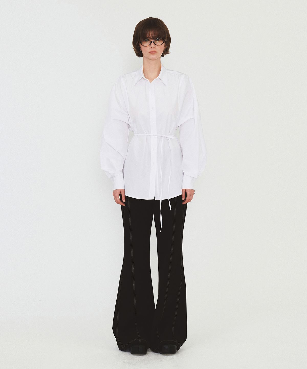 다이애그널(DIAGONAL) COTTON BELTED SHIRTS (white)