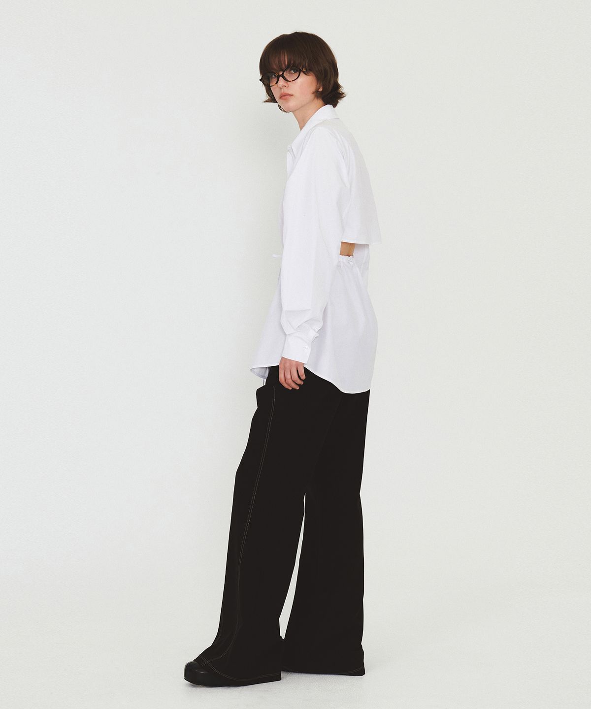 다이애그널(DIAGONAL) COTTON BELTED SHIRTS (white)
