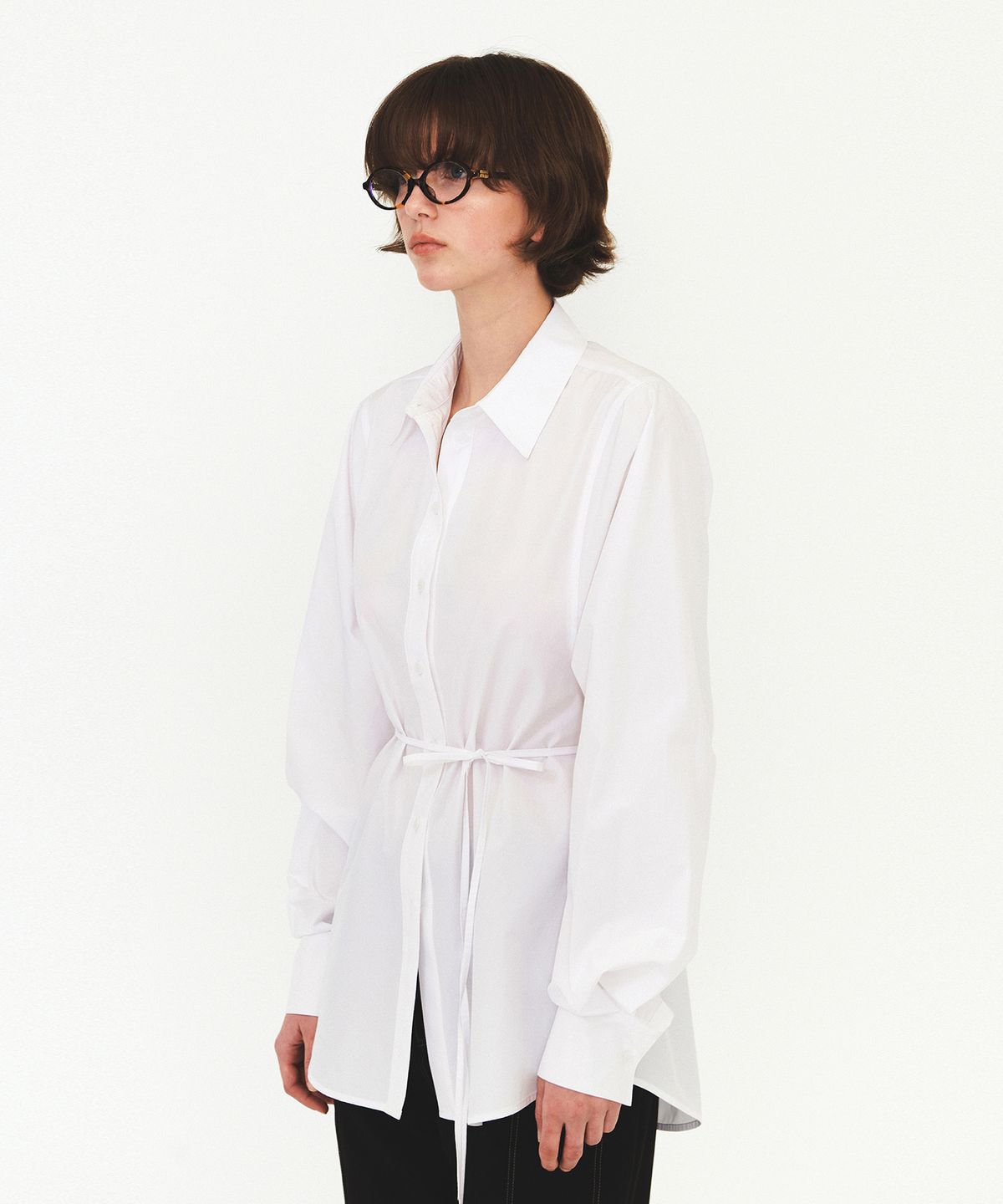다이애그널(DIAGONAL) COTTON BELTED SHIRTS (white)