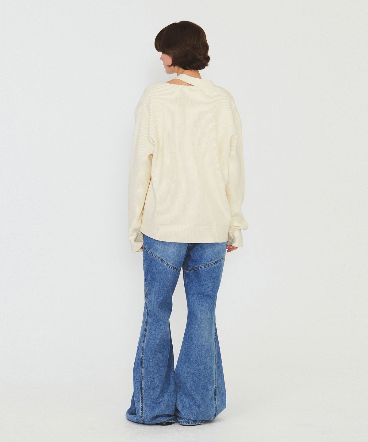 다이애그널(DIAGONAL) UNBALANCE OVERFIT CARDIGAN (ivory)