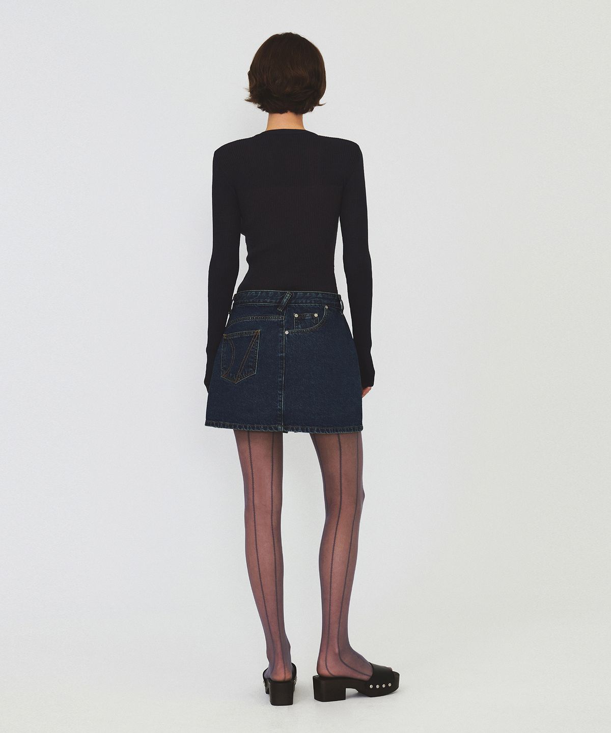 다이애그널(DIAGONAL) SEE-THROUGH RIBBED KNIT (dark grey)
