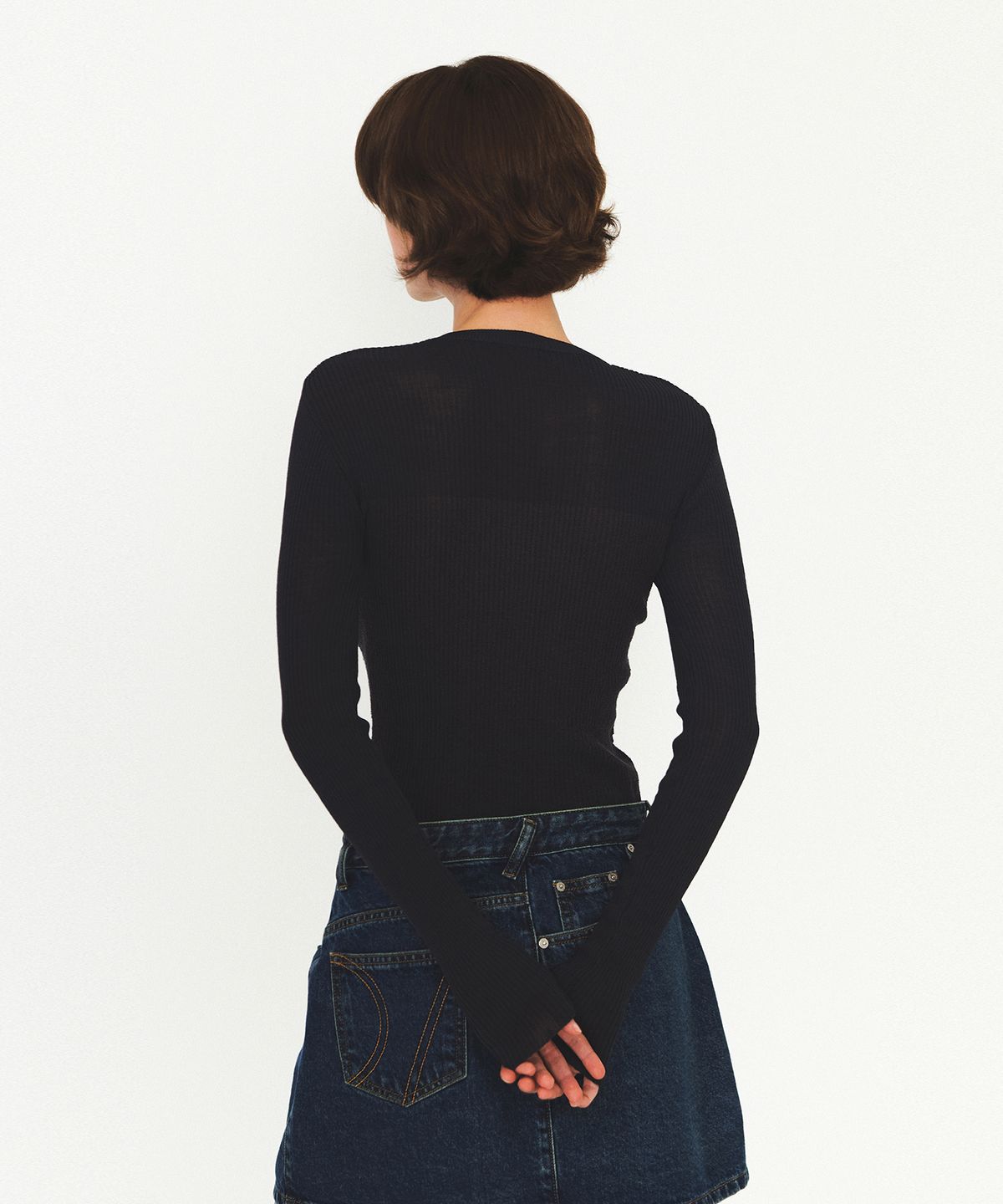 다이애그널(DIAGONAL) SEE-THROUGH RIBBED KNIT (dark grey)