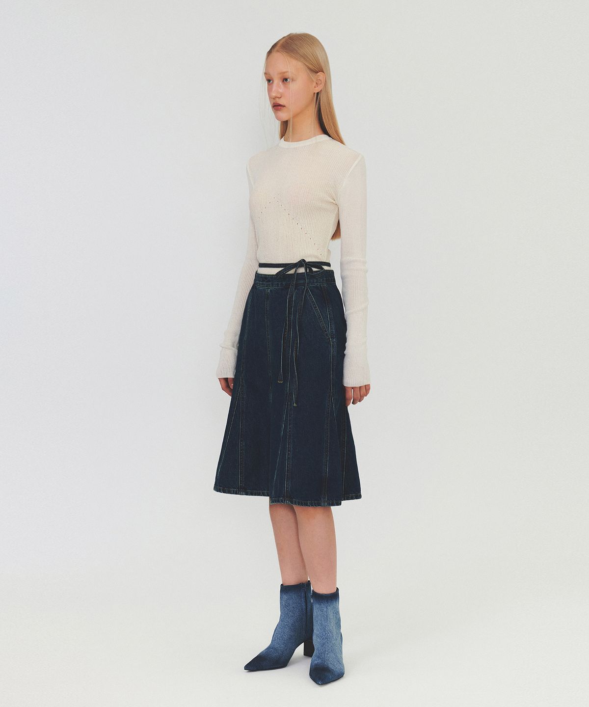 다이애그널(DIAGONAL) SEE-THROUGH RIBBED KNIT (ivory)