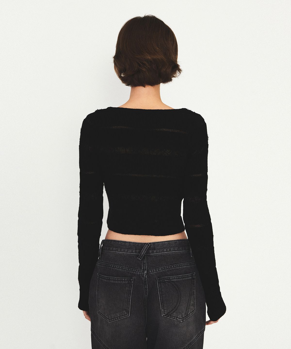 다이애그널(DIAGONAL) STRIPE DIAGONAL BUTTON KNIT (black)