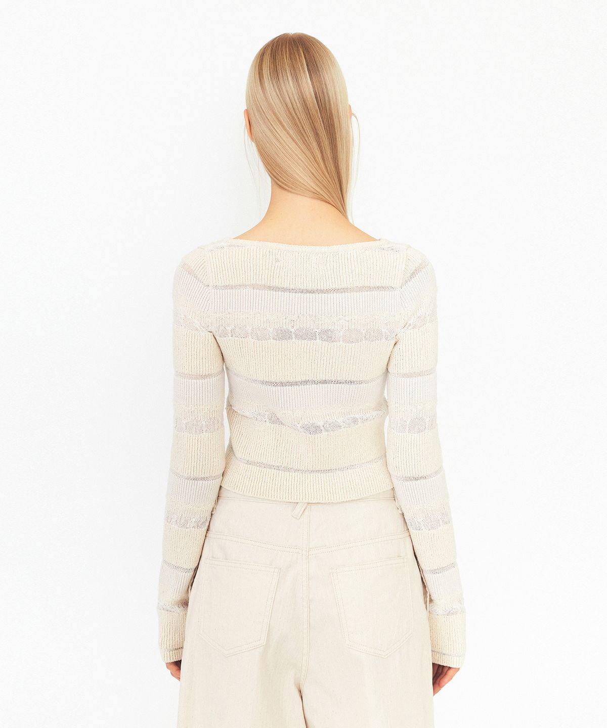 다이애그널(DIAGONAL) STRIPE DIAGONAL BUTTON KNIT (ivory)