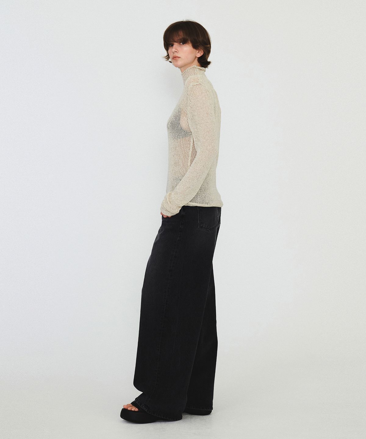 다이애그널(DIAGONAL) POLONECK NETTING KNIT (beige)