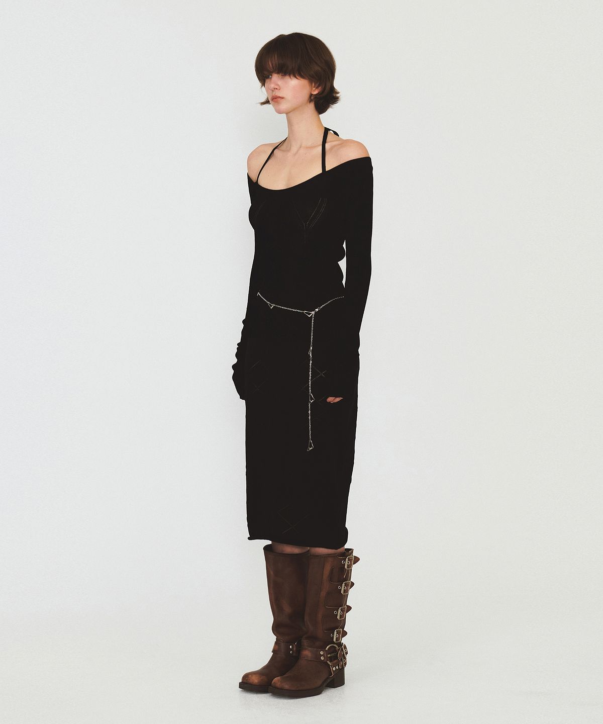 다이애그널(DIAGONAL) OFF SHOULDER STRAP KNIT (black)