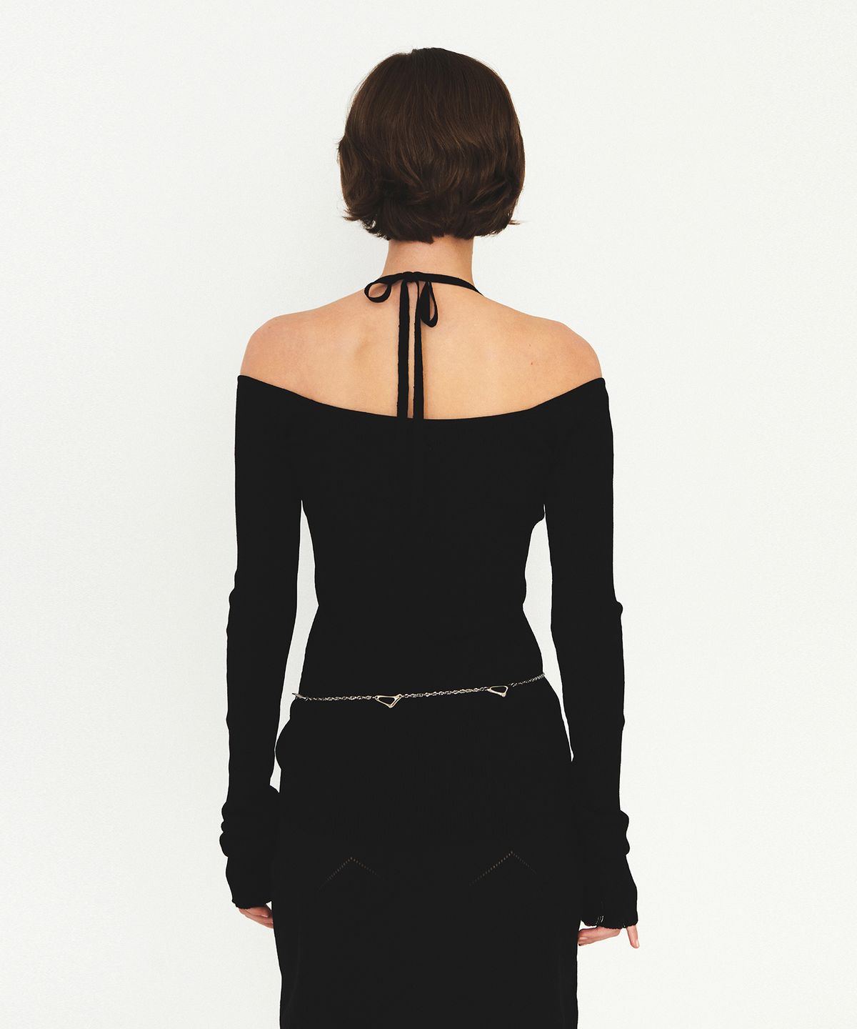 다이애그널(DIAGONAL) OFF SHOULDER STRAP KNIT (black)