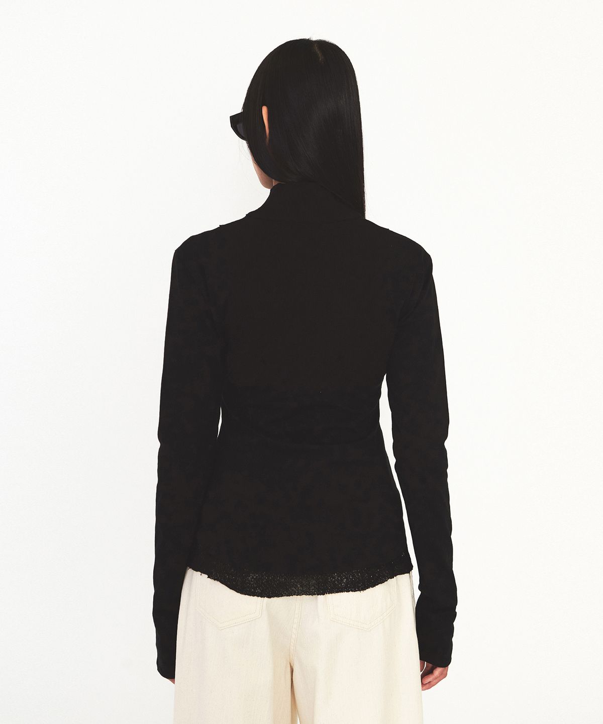 다이애그널(DIAGONAL) BUSTIER RIBBED ZIP UP (black)