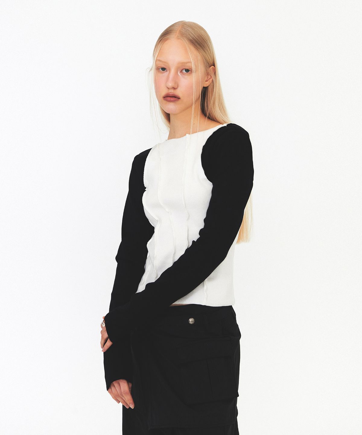 다이애그널(DIAGONAL) CUTTING RIBBED TEE (mix1)