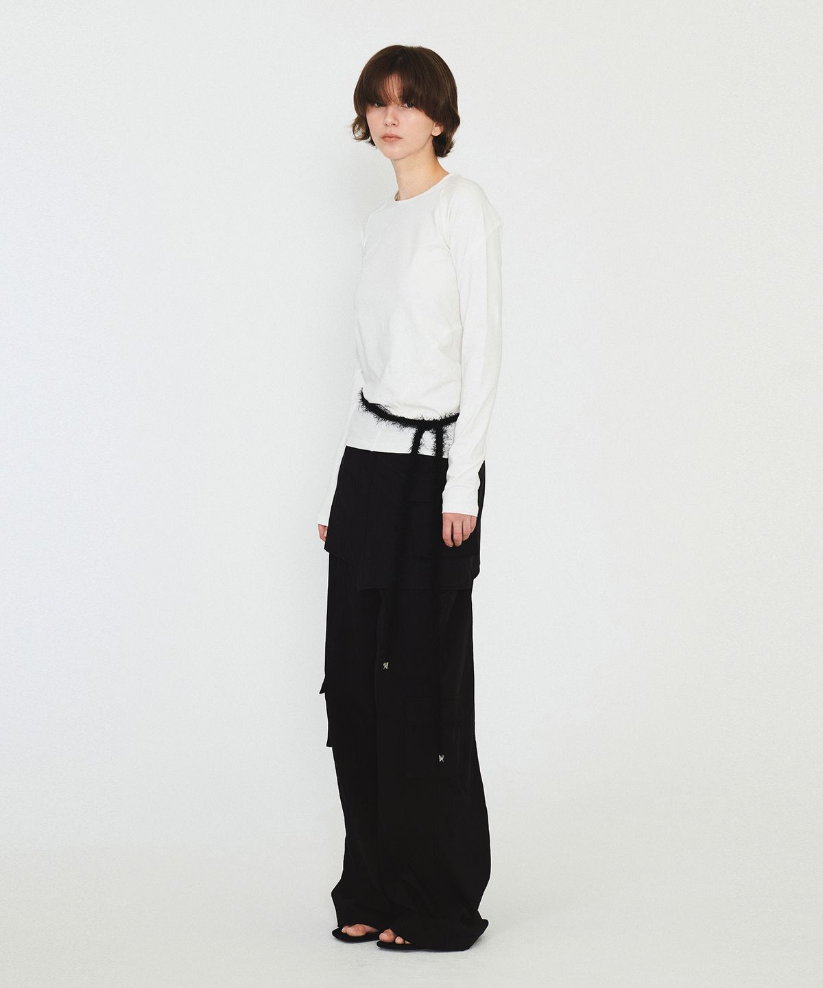 다이애그널(DIAGONAL) LACE RAGLAN TEE (white)
