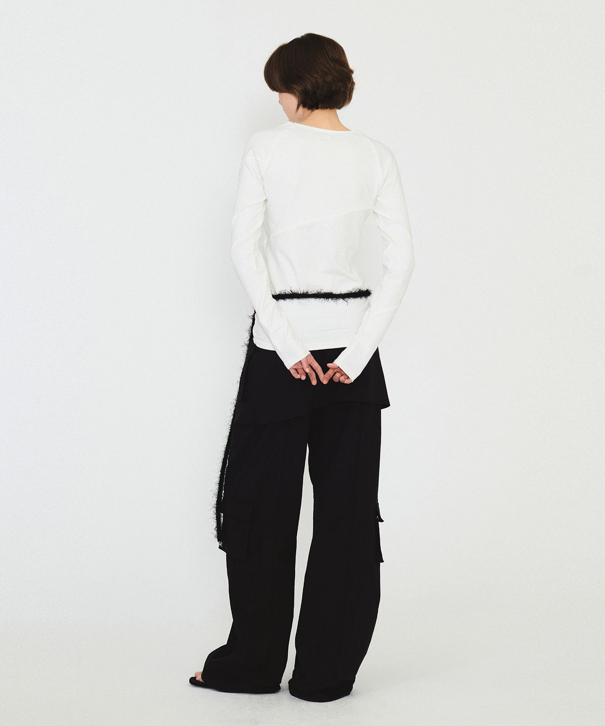 다이애그널(DIAGONAL) LACE RAGLAN TEE (white)
