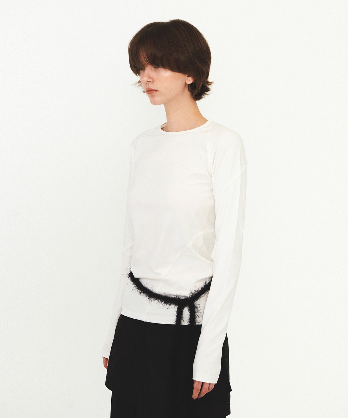 다이애그널(DIAGONAL) LACE RAGLAN TEE (white)