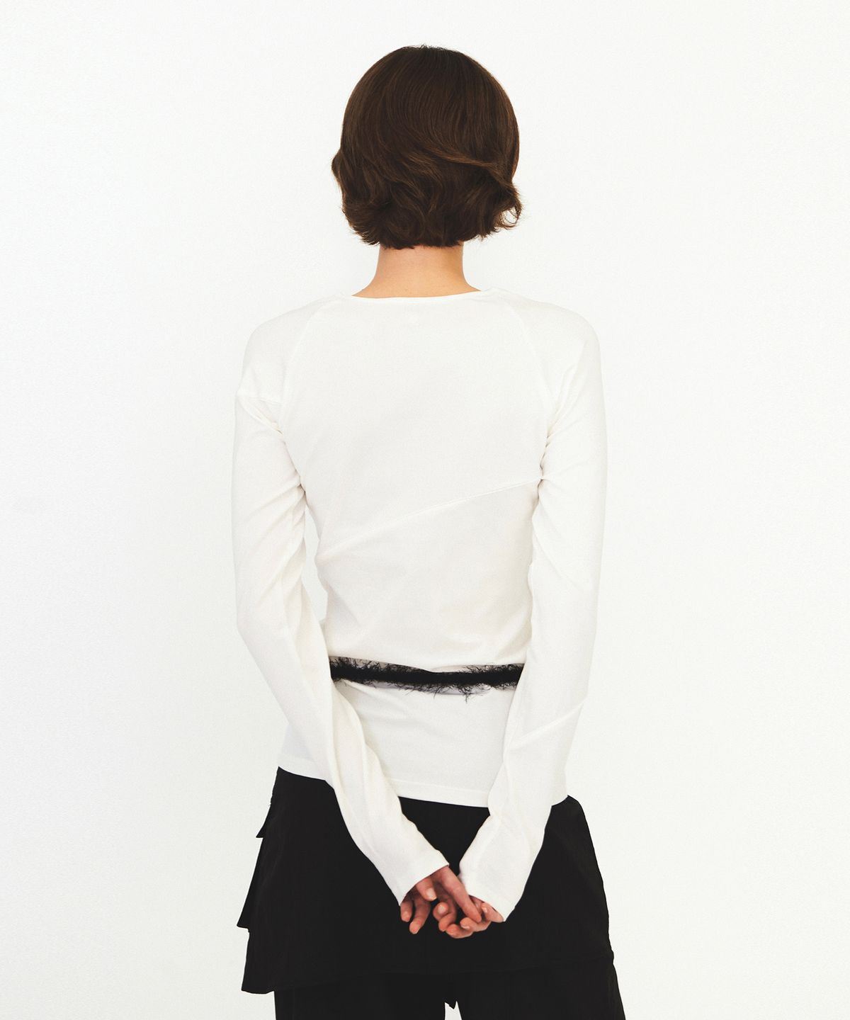 다이애그널(DIAGONAL) LACE RAGLAN TEE (white)