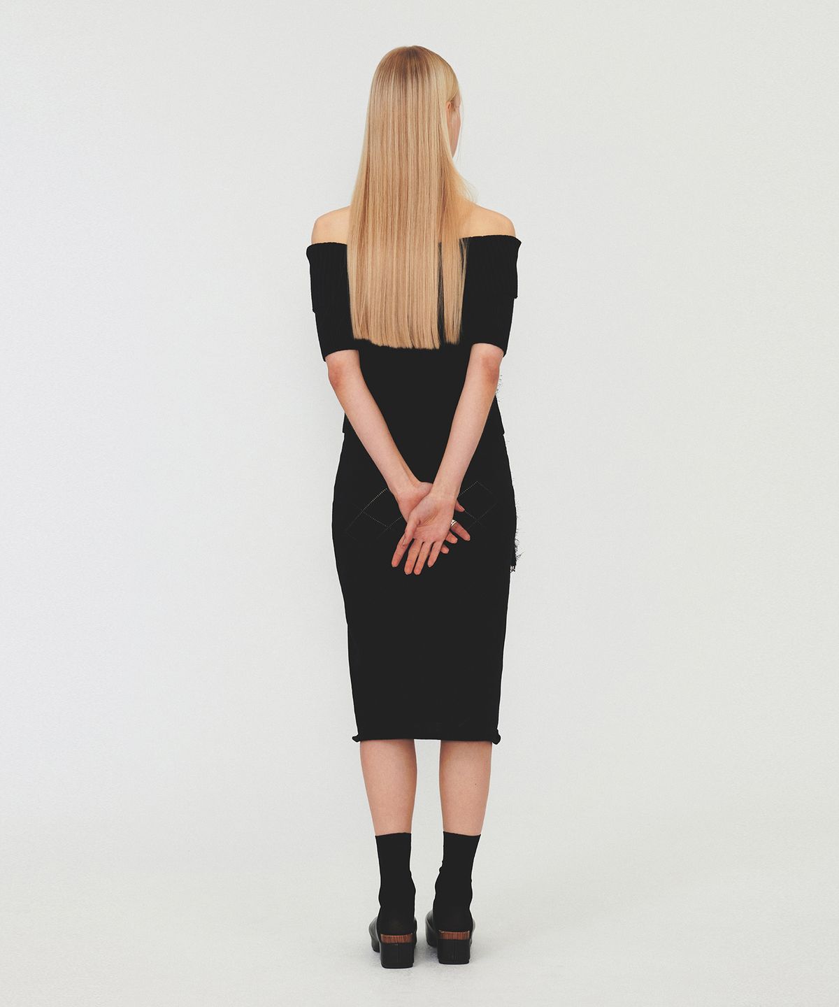 다이애그널(DIAGONAL) ARGYLE PATTERN KNIT SKIRT (black)