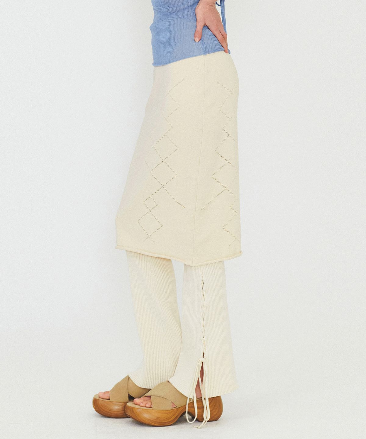 다이애그널(DIAGONAL) ARGYLE PATTERN KNIT SKIRT (ivory)