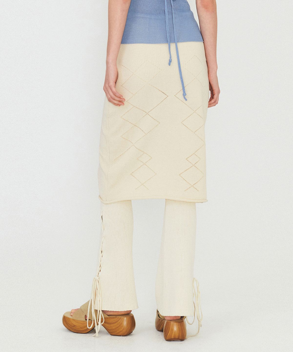 다이애그널(DIAGONAL) ARGYLE PATTERN KNIT SKIRT (ivory)