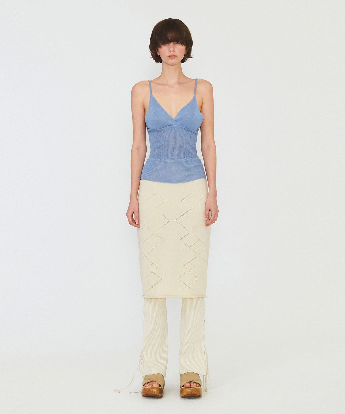다이애그널(DIAGONAL) ARGYLE PATTERN KNIT SKIRT (ivory)