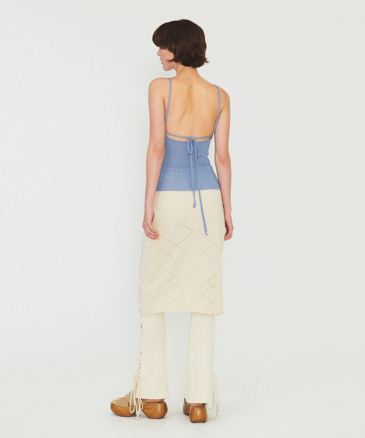 다이애그널(DIAGONAL) ARGYLE PATTERN KNIT SKIRT (ivory)