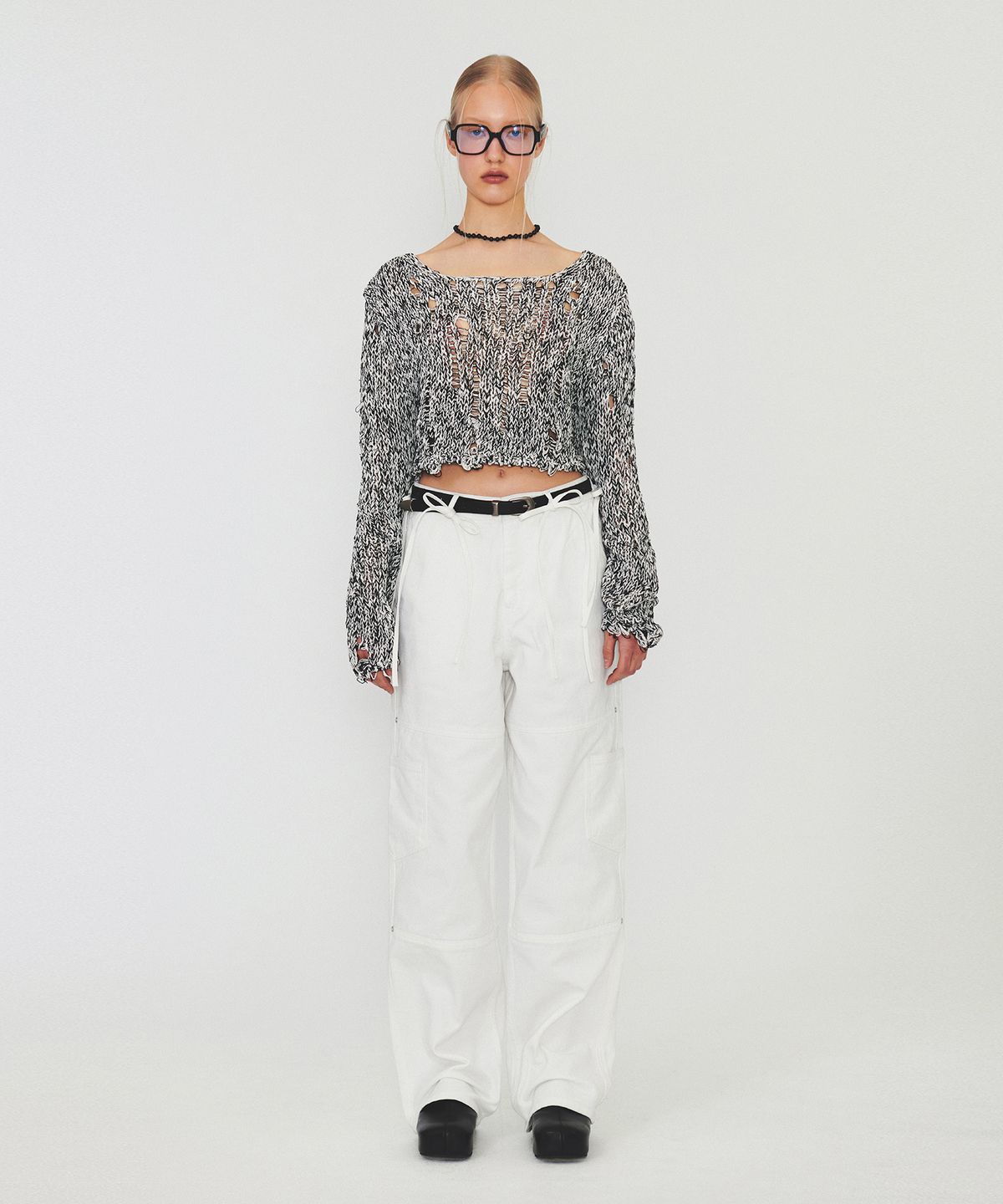 다이애그널(DIAGONAL) RIBBON STRAP POCKET DENIM (white)
