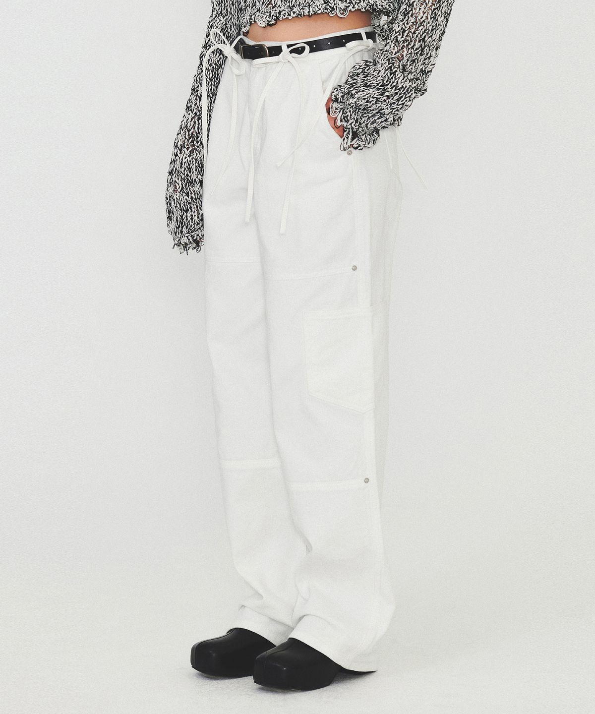 다이애그널(DIAGONAL) RIBBON STRAP POCKET DENIM (white)