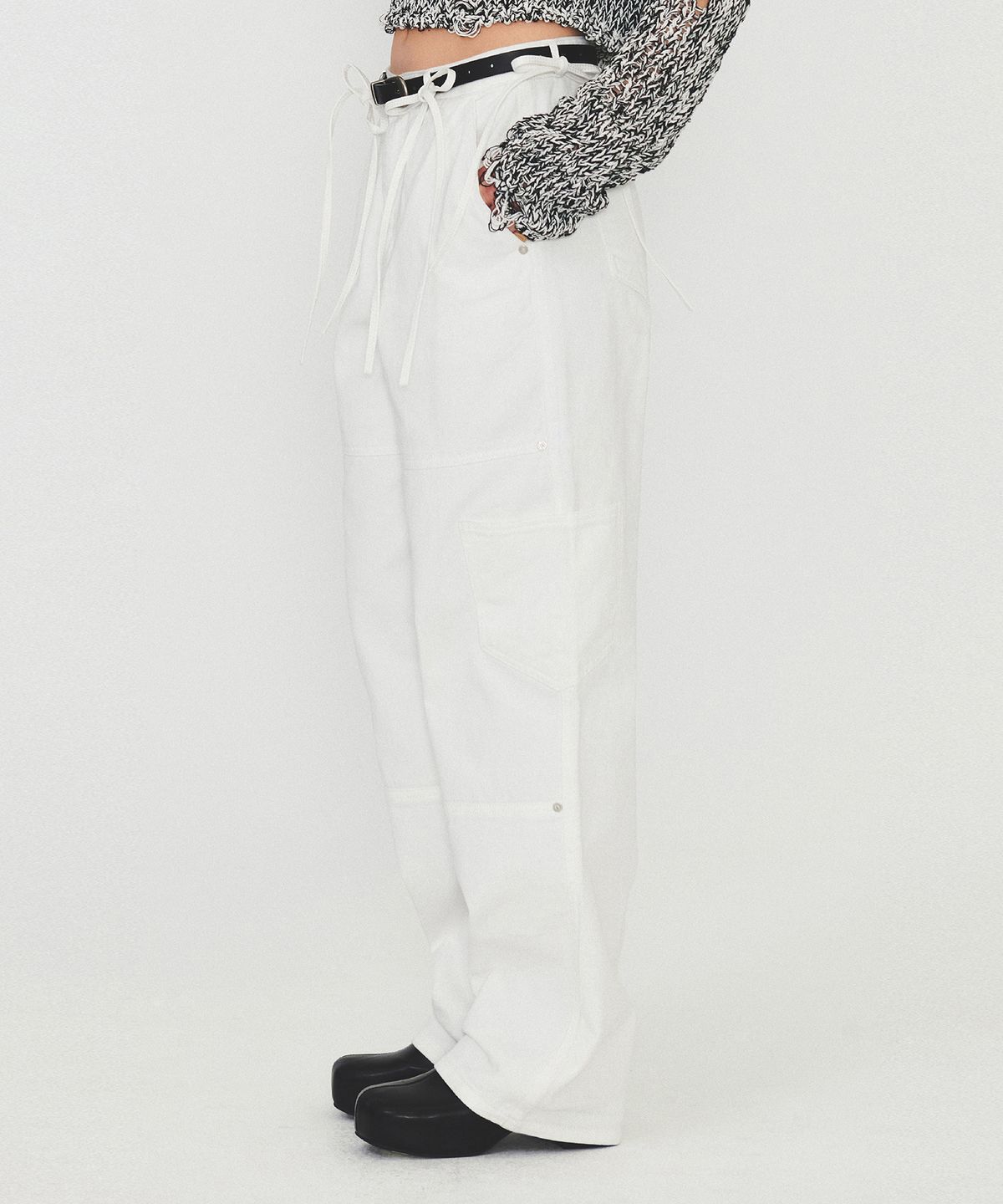 다이애그널(DIAGONAL) RIBBON STRAP POCKET DENIM (white)