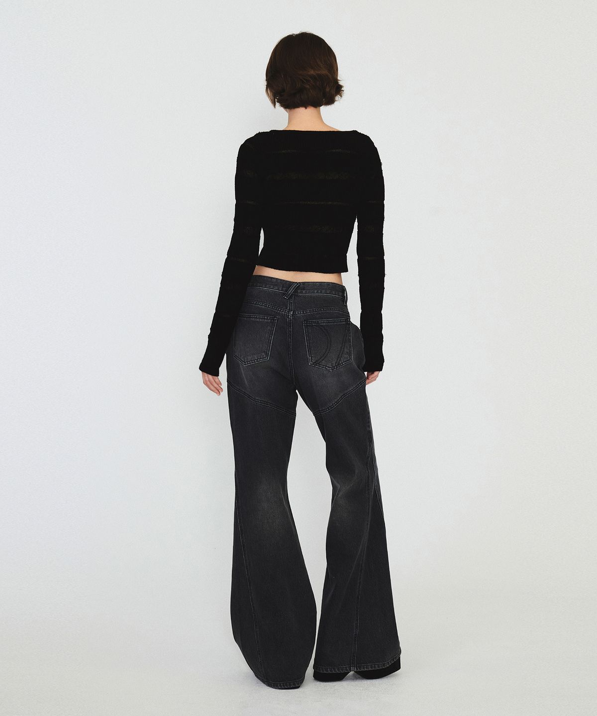 다이애그널(DIAGONAL) DIAGONAL BOOTS CUT DENIM PANTS (black)