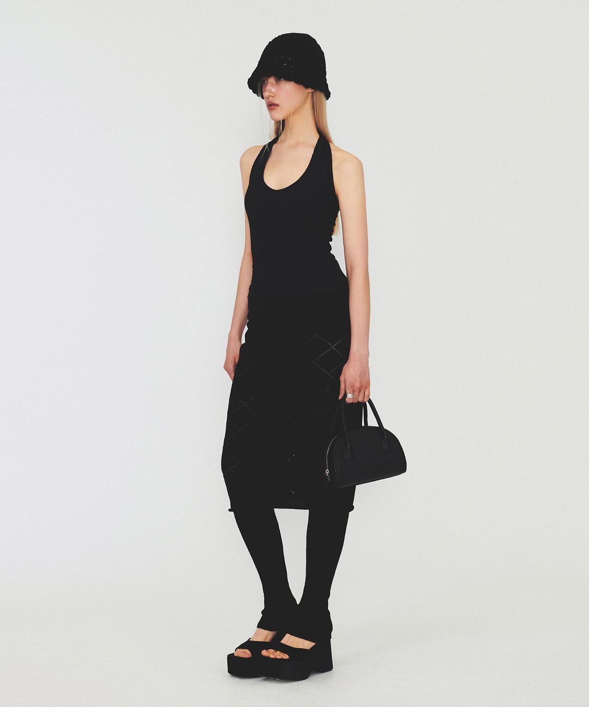 다이애그널(DIAGONAL) HEART HANDLE SMALL BAG (black)