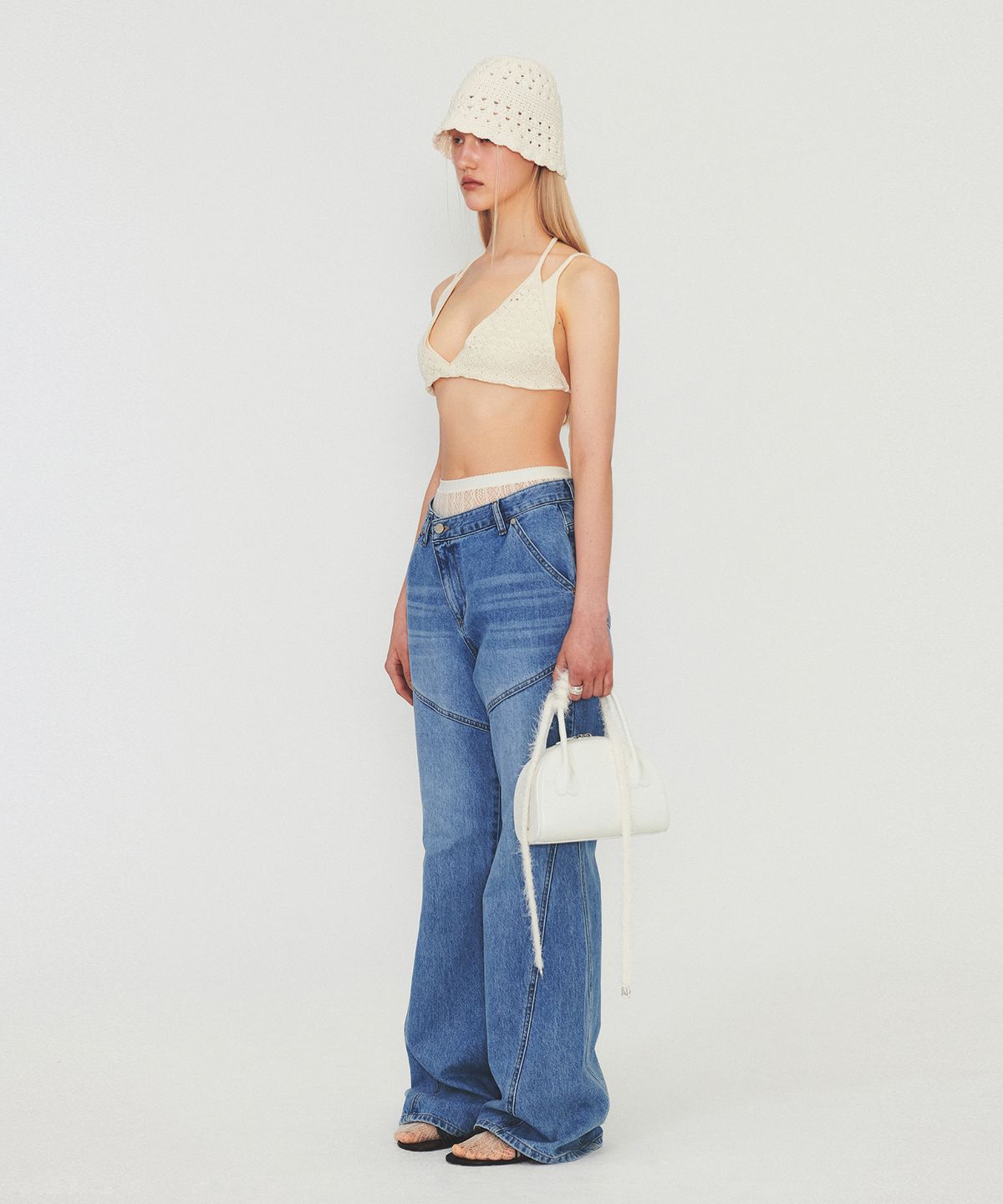 다이애그널(DIAGONAL) HEART HANDLE SMALL BAG (ivory)