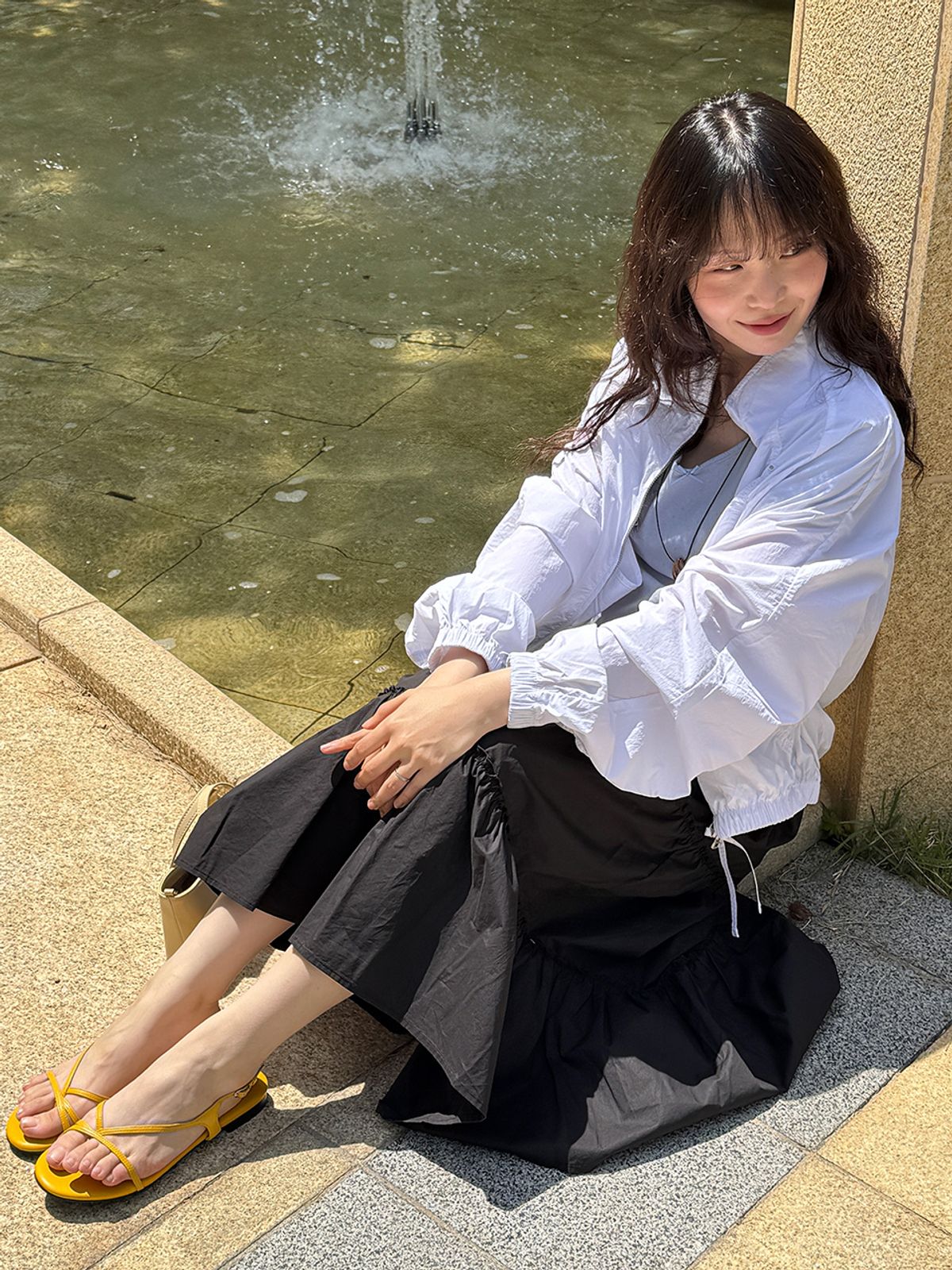 티메이커(TMAKER) 셔링 스트링 블루종 점퍼 WT
