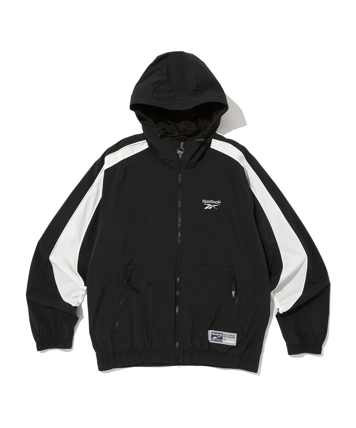 리복(REEBOK) 스트레치 후드 윈드 브레이커 - 블랙