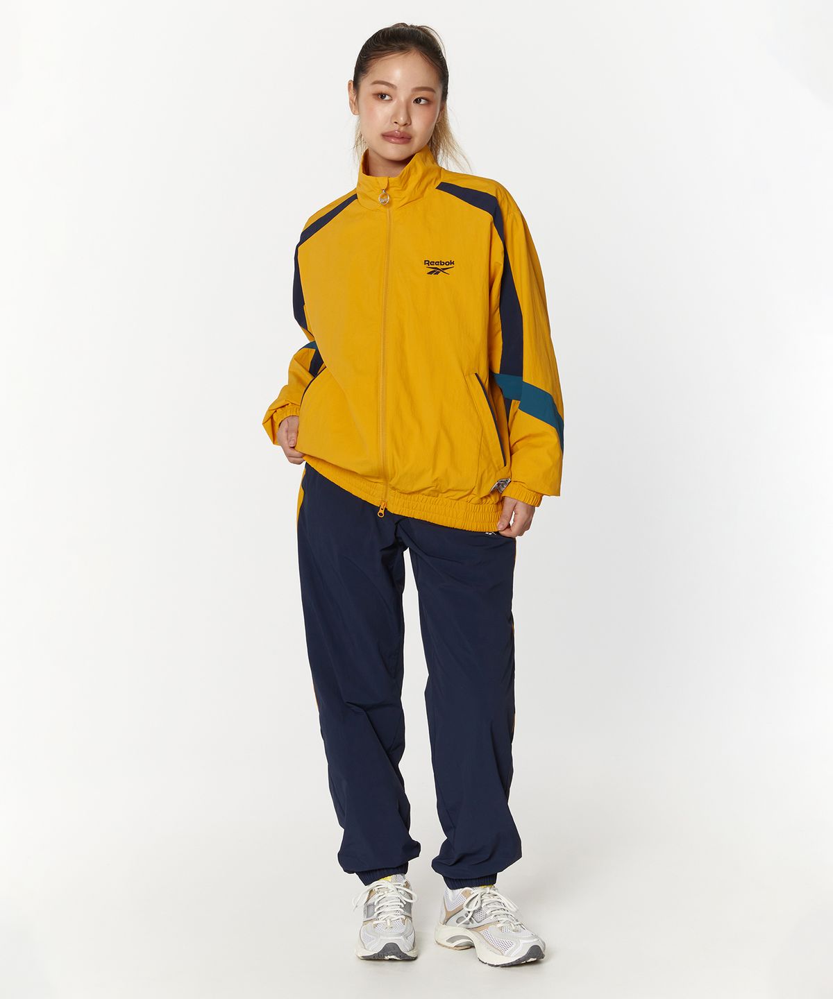 리복(REEBOK) 레전드 웜업 윈드 브레이커 - 옐로우:네이비