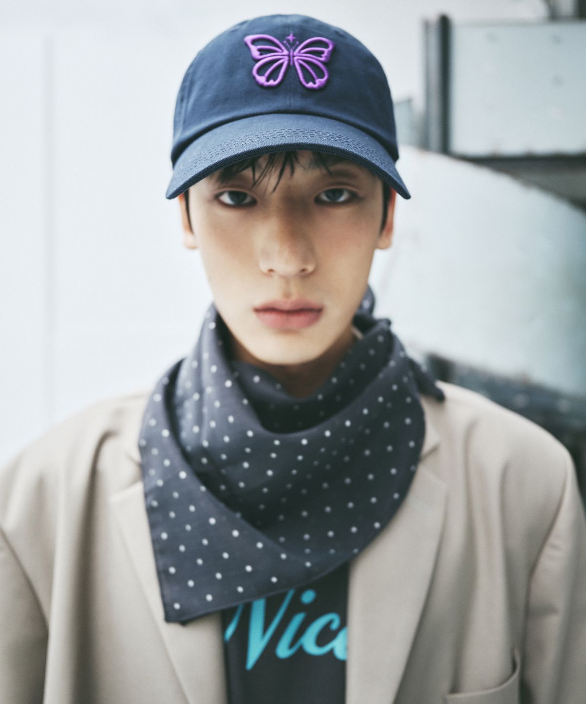 닉앤니콜(NICK&NICOLE) VINTAGE BUTTERFLY BLINK BALL CAP_NAVY PURPLE