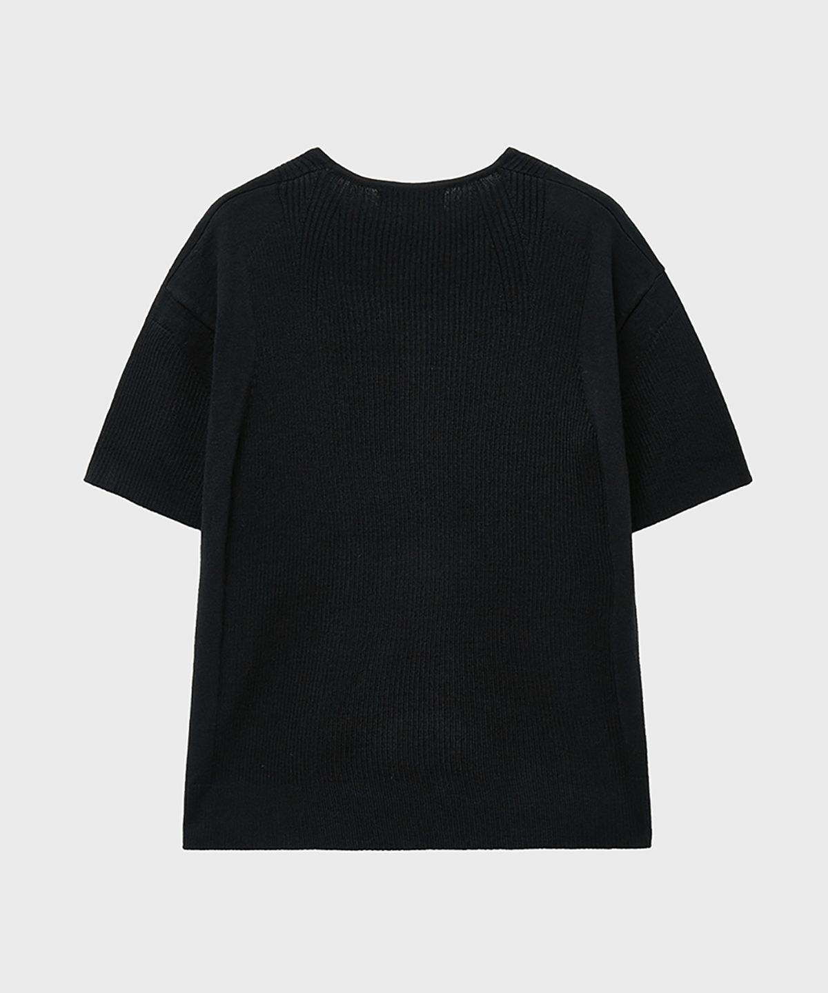 노이어(NOIRER) 마이크로 리브드 스퀘어넥 하프 니트 (블랙)