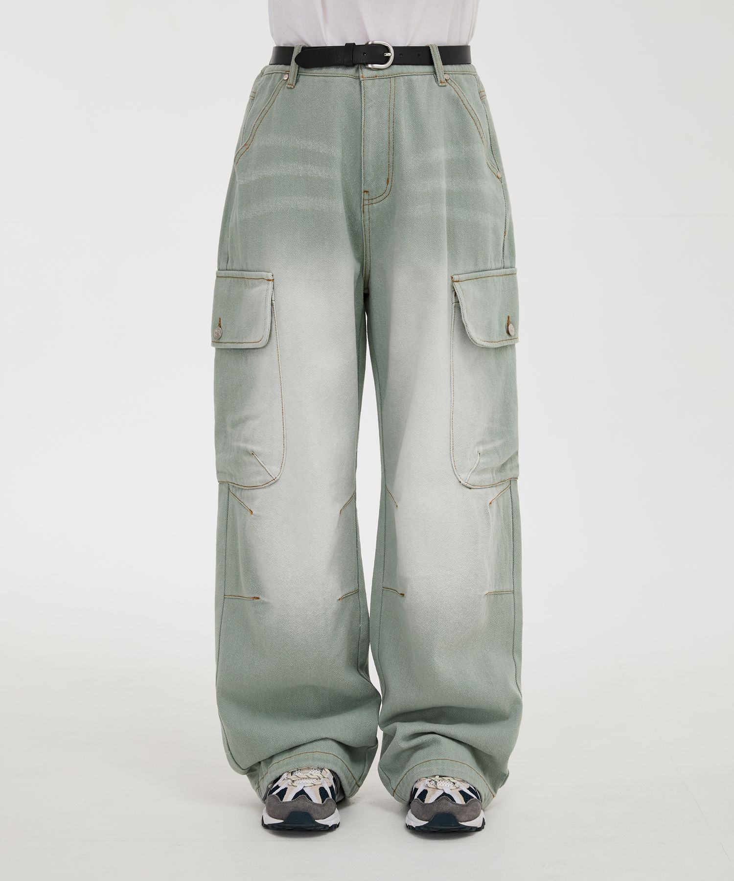 デニム・ジーパン Wai Kei Parachute cargo washed denim pants BMR488 MUSINSA | WAI KEI Parachute Cargo Washed Denim Pants Mint