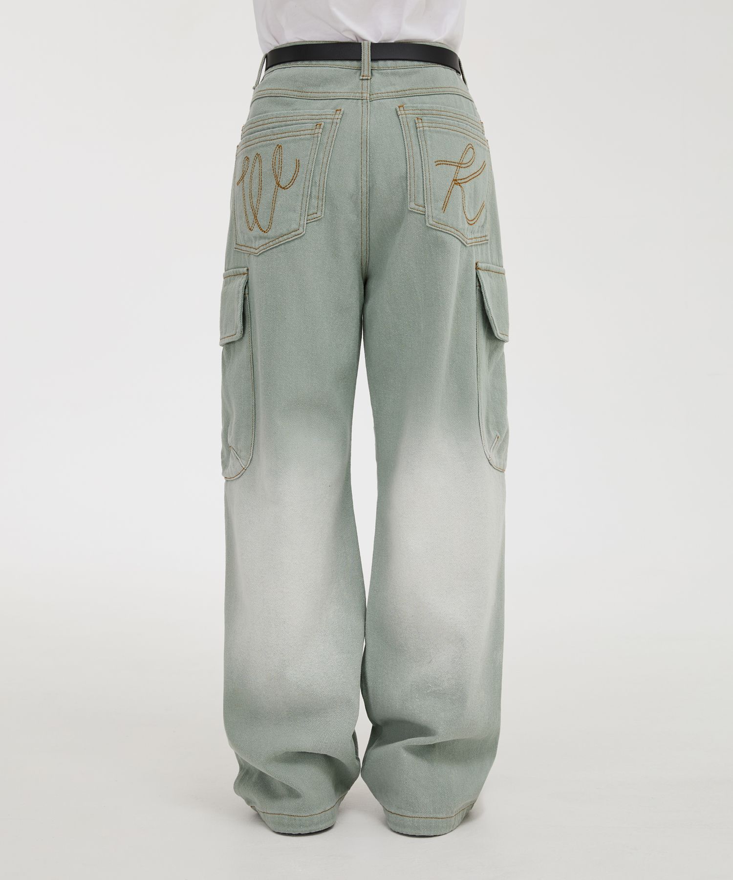 デニム・ジーパン Wai Kei Parachute cargo washed denim pants BMR488 Wai Kei Parachute cargo washed denim pants BMR488 (Wai Kei