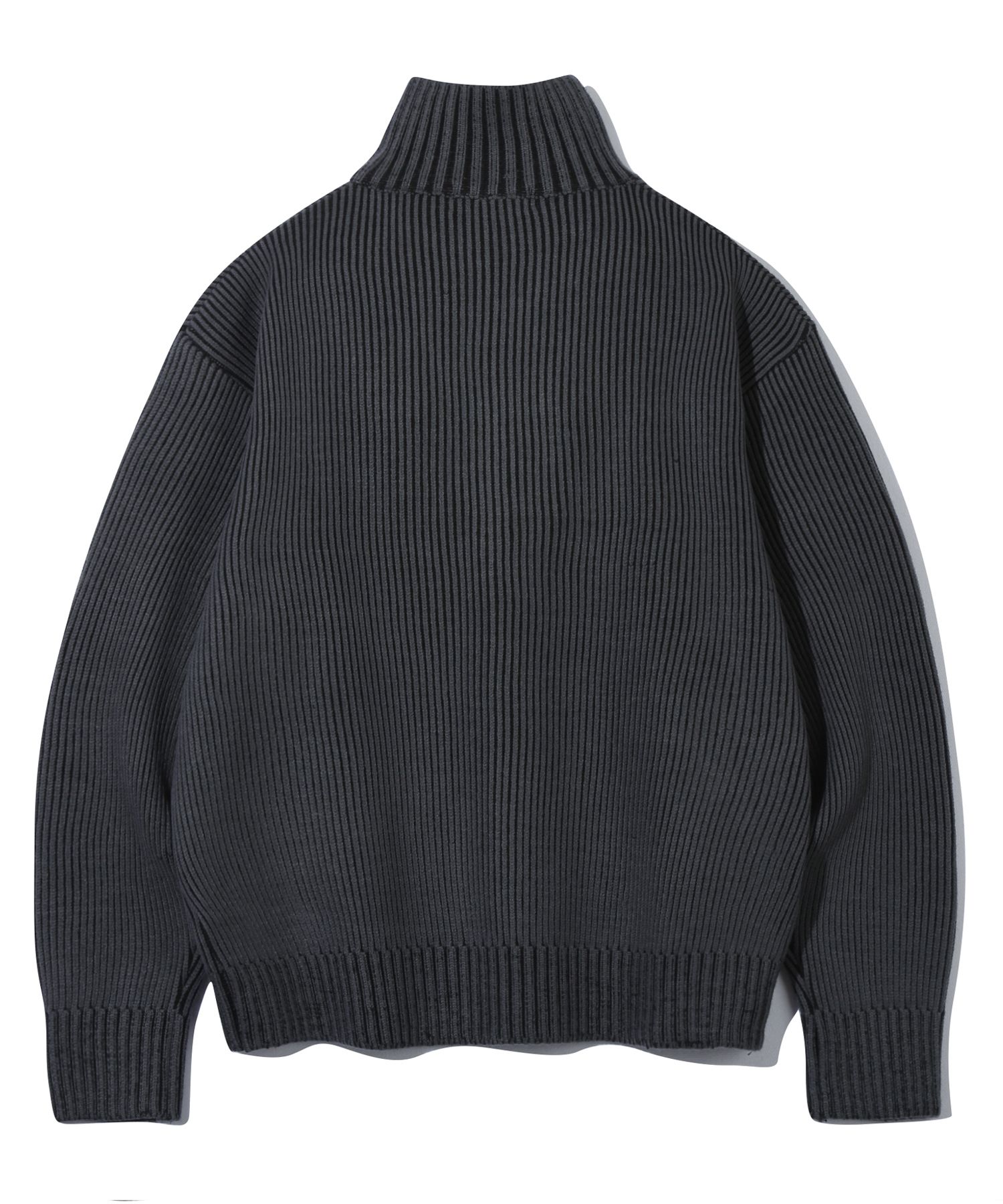 MUSINSA | BASEMOMENT Two-tone full zip-up knit charcoal