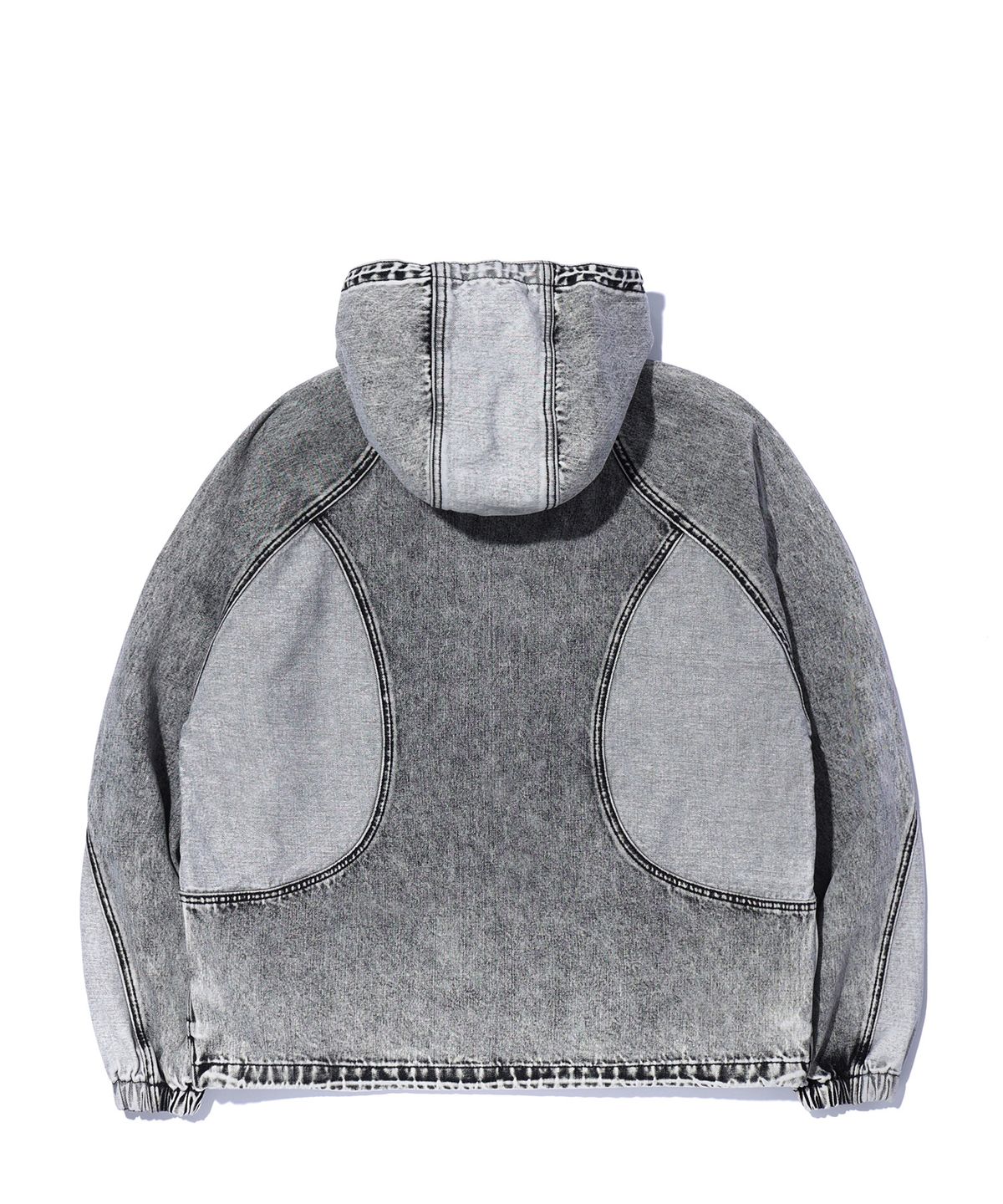 크리틱(CRITIC) COLOR BLOCK HOOD DENIM JACKET LIGHT GREY